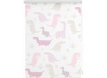 Seitenzugrollo LICHTBLICK ORIGINAL "Klemmfix Digital Dino" Gr. 5, pink (pink, weiß), B:90cm H:150cm, Polyester, Rollos, Seitenzugrollo, bedruckt