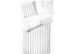 Wendebettwäsche PRIMERA "Delf", silber, B/L: 135cm x 200cm, 1 Stk., 1 Stk., Perkal, B/L: 80cm x 80cm, 2 Stk., Perkal, Obermaterial: 100% Baumwolle, Bettwäsche, Wendebettwäsche, mit Streifen