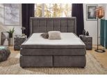Boxspringbett JOCKENHÖFER GRUPPE "Sophia inklusive 9cm Kaltschaumtopper", grau (grau 423, 09), B:197cm L:217cm, Bezug Bett: Velourartig (100% Polyester);Topper und Matratzenspiegel: 100% Polyester, Komplettbetten, Boxspringbett, und 7-Zonen-TTFK-Matratze (H3,H3/H4 oder H4)