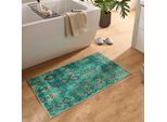 Badematte GINO FALCONE "Ariella GF-147", blau (türkis), H:7mm, Polyester, Badematten, Badematte, Badteppich, bedruckt, modernes Design, Rauten, weich & kuschelig