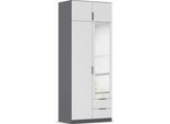 Kleiderschrank RAUCH "Drehtürenschrank Schrank Garderobe Ankleide Schlafzimmer LAGOA", graumetallic, alpinweiß, B:91cm H:235cm T:54cm, Holzwerkstoff, Schränke, Kleiderschrank, geräumige Schubladen, 3 Breiten, optional mit Aufsatz MADE IN GERMANY