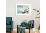 Bild QUEENCE "Roxy", blau (farbe rahmen: weiß, farbe bild(er): blau, rosa), B:60cm H:50cm, Acrylglas, Holz, Papier, Bilder, Bild, gerahmt, Rosen