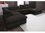 Wohnlandschaft SIT & MORE "Alcudia U-Form", schwarz, B:349cm H:73cm T:226cm, Primabelle-Microfaser;Korpus: Luxus-Kunstleder / Sitz und Rücken: Struktur (100% Polypropylen);Korpus: Struktur (100% Polypropylen) / Sitz und Rücken: Struktur (100% Polyester), Sofas, Wohnlandschaft, wahlweise mit Bettfunktion