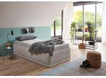 Polsterbett "Texel", beige, B:126cm H:34cm L:206cm, Bezug Bett: Veloursstoff 100% Polyester oder Microfaser (100% Polyester);Bonnell-Federkernmatratze: 51% Polypropylen, 39% Polyester und 10% Baumwolle;Kaltschaummatratze: 100% Polyester, Bezug abnehm- und waschbar bis 60C;Kissenbezug: 100% Polyester, Füllung : 100% Polyester (Hohlfaser), WESTFALIA SCHLAFKOMFORT, Betten, Polsterbett, Standardhöhe m