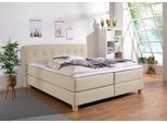 Boxspringbett HOME AFFAIRE "Fargo", beige, B:213cm L:227cm, Struktur fein (100% Polyester);Samtstoff (100% Polyester), Komplettbetten, Boxspringbett, in Überlänge 220 cm, mit Topper, 3 Ausführungen, 4, Breiten