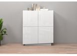 Highboard OTTO HOME "VELA, Höhe 120 cm, Design mit schrägen Türen, 8 Fächer, Made in Italy", weiß hochglanz fronten, B:100cm H:120cm T:35cm, Sideboards, Highboard, Hochglanz lackierte Fronten, Maße-B/T/H: 100x35x120,Anrichte,Kommode