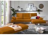 Ecksofa W.SCHILLIG "broadway, Designsofa mit tollem Sitzkomfort, L-Form", gelb (brandy s37), B:291cm H:94cm T:164cm, Stoff S37 (100% Polyester): Luxus-Microfaser in Lederoptik, Sofas, Ecksofa, Sitztiefenverstellung, Kopfteil- & Seitenteilverstellung, Breite 291cm