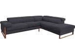 Ecksofa W.SCHILLIG "finn, Designsofa mit tollem Sitzkomfort, bequem, L-Form", grau (antracite s37), B:281cm H:71cm T:230cm, Flachgewebe S22 (100% Polyester);Stoff S37 (100% Polyester);Longlife Xtra-Leder Z59: Glattleder mit modischer Prägung. Hautstärke 0, 9 - 1, 1 mm, Sofas, Ecksofa, German Design Award 2016, Fußgestell Nussbaum natur, Breite 281 cm