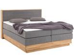 Boxspringbett HOME AFFAIRE "Cavan", grau (anthrazit), L:220cm, Microfaser (100% Polyester), Komplettbetten, Boxspringbett, Eiche, inkl. Bettkasten & Topper, verschiedene Härtegrade (auch H4)