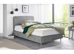 Boxspringbett, grau, B:150cm L:212cm, Bezug Kaltschaum-Topper: mit Klimafaser versteppt, 100% Polyester;Bezug untere Box und Kopfteil: wahlweise hochwertiger Microvelour (100% Polyester), feiner Strukturstoff (100% Polyester) oder Kunstleder;Bezug Obermatratze: 100% Polyester, Bezug abnehm- und waschbar bis 60C, WESTFALIA SCHLAFKOMFORT, Komplettbetten, Boxspringbett, inkl. Kaltschaum-Topper