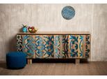 Sideboard OTTO HOME "Layer", bunt (braun, blau), B:185cm H:77cm T:47cm, Sideboards, Sideboard, Kommode mit 4 dekorativen Türen, Breite 177 cm