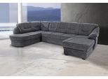 Wohnlandschaft SIT & MORE "Savoni U-Form", grau (dunkelgrau), B:334cm H:90cm T:206cm, NaturLEDER (echtes Rindsleder) in Sitz und Rücken. Korpus in passendem Kunstleder SOFTLUX bezogen;Luxus-Microfaser (100% Polyester);Struktur ( 100% Polyester);Luxus-Microfaser ALTARA NUBUCK (100% Polyester), Sofas, Wohnlandschaft, wahlweise mit Bettfunktion