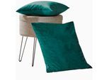 Dekokissen WECKBRODT "Valentin" Gr. 2, grün (smaragd, unifarben), B:50cm L:50cm, Polyester, Dekokissen_Sitzkissen_Kissenhüllen, Dekokissen, Samt-Optik, Velour, Unifarben, Kissenhülle ohne Füllung