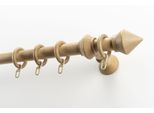 Gardinenstange GARESA "Palmo", braun (buchefarben), L:180cm Ø:28mm, Holzwerkstoff, Gardinenstangen, Gardinenstange, Vorhanggarnitur aus Holz, verlängerbar, mit Ringe/2 Lauf Gleiter