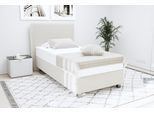 Boxspringbett "Sven", weiß (wollweiß), L:210cm, 80% Baumwolle/ 20% Polyester;Polsterwatte: 100% Polyester, WESTFALIA SCHLAFKOMFORT, Komplettbetten, Boxspringbett, inkl. Zierkissen, wahlweise mit und ohne Kaltschaum-Topper