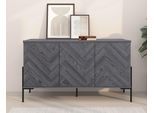 Sideboard OTTO HOME "Eadwine", grau (grau eiche), B:130cm H:75cm T:38cm, MDF, Sideboards, Sideboard, Kommode, Push-to-open, Türen mit Fischgräten Muster, Breite 130 cm