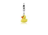 Charm-Einhänger NENALINA "Charm Anhänger Gummiente Duck Enamel 925 Silber" Gr. 24, silber, Charms, Damen, Blacklist, Silber 925 (Sterlingsilber), Charm-Einhänger