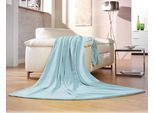 Wohndecke GÖZZE "Memphis", blau (aquablau), B:180cm L:220cm, Polyester, Wohndecken, Wohndecke, in tollen Unifarben, Kuscheldecke