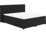 Boxspringbett COTTA "Castle", schwarz, B:164cm L:220cm, 100% Polyester (PES), Komplettbetten, Boxspringbett, mit Strasssteinen im Kopfteil, inkl. Topper