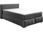 Boxspringbett HOME AFFAIRE "Chelles", grau (schiefer), B:147cm L:245cm, Samtoptik (100% Polyester);Bezug der Spiegelfläche Matratzendrell aus 100% Polyester;Struktur fein 100% Polyester), Komplettbetten, Boxspringbett, inkl. Topper,, in XXL- Überlänge 220 cm, Unterbox mit feine Wölbung