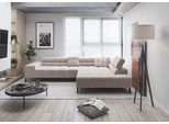 Ecksofa HOME AFFAIRE "Ancona New, wahlweise motorische Sitztiefenverstellung, auch in Cord", beige (sand), B:321cm T:216cm, 100% Polyester, Sofas, Ecksofa, feine Steppung, mit Kopfteilverstellung, 3 Zierkissen, L-Form