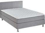Boxbett "Edison", grau (hellgrau), B:120cm L:209cm, Bezug Bett: Strukturstoff (65% Polypropylen, 35% Polyester), ATLANTIC HOME COLLECTION, Komplettbetten, Boxbett, inkl. Bonnellfederkern-Matratze und Topper