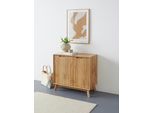 Sideboard OTTO HOME "Pandrup", braun (eiche), B:80cm H:75cm T:40cm, Dekorfolie, Hartfaserplatte, MDF, Sideboards, Sideboard, Kommode mit 2 Türen und 2 verstellbare Einlegeböden, B:80 cm, H:75 cm