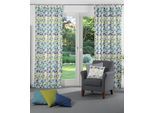 Vorhang WIRTH "Berlare" Gr. 5, blau, B:132cm H:255cm, Jacquard, Baumwolle, Polyester, Gardinen, Vorhang