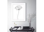 Bild QUEENCE "Susanne", schwarz (farbe rahmen: weiß, farbe bild(er): schwarz, weiß), B:50cm H:60cm, Acrylglas, Holz, Papier, Bilder, Bild, Rose, gerahmt