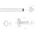 Gardinenstange GARESA "WHITE", weiß, L:260cm Ø:20mm, Eisen, Gardinenstangen, Gardinenstange, Vorhanggarnitur, verlängerbar, Wandmontage, Endknopf Spitze