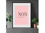 Bild QUEENCE "NON", schwarz (farbe rahmen: schwarz, farbe bild(er): schwarz, rosa), B:40cm H:50cm, Acrylglas, Holz, Papier, Bilder, Bild, gerahmt, Spruch