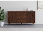 Sideboard OTTO HOME "Malmedy Front mit gefrästen Rillen", braun, B:160cm H:80cm T:38cm, FSC-zertifiziertes Massivholz, MDF, Sideboards, Sideboard, Kommode aus massivem Kiefernholz, Push-to-open, Breite 160 cm