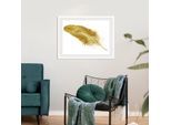 Bild QUEENCE "Svea", gold (farbe rahmen: weiß, farbe bild(er): gold), B:50cm H:40cm, Acrylglas, Holz, Papier, Bilder, Bild, gerahmt, Federn
