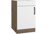 Spülenschrank WIHO KÜCHEN "Elba", weiß (front: weiß, korpus: halifax eiche braun), B:50cm H:82cm T:57cm, Holzwerkstoff, Schränke, Spülenschrank, in den Breiten 50 und 60 cm