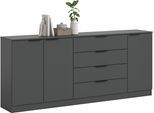 Sideboard HOME AFFAIRE "SKARDE, Breite 185 cm, 4 Schubkästen, 3 Türen, viel Stauraum", grau (anthrazit), B:185cm H:80cm T:35cm, Sideboards, Sideboard, Kommode, Anrichte, Schubkastenkommode, Schuhschrank, Schrank