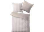 Wendebettwäsche KLEINE WOLKE "Lina", grau (taupe), B/L: 155cm x 220cm, 1 Stk., 1 Stk., Mako-Satin, B/L: 80cm x 80cm, 2 Stk., Mako-Satin, Obermaterial: 100% Baumwolle, Bettwäsche, Wendebettwäsche, im eleganten Streifendesign