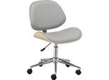Bürostuhl OTTO HOME "Kiruna", grau (grau, chrom, grau), B:53cm H:87cm T:56,5cm, Holzwerkstoff, Polyurethan, Stühle, Bürostuhl, Kunstleder, mit Pappelholz Schale, höhenverstellbar, 360 drehbar