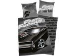 Jugendbettwäsche "Fast & Furious", schwarz (schwarz, grau), B/L: 135cm x 200cm, 1 Stk., 1 Stk., Renforcé, B/L: 80cm x 80cm, 2 Stk., Renforcé, Obermaterial: 100% Baumwolle, Bettwäsche, Jugendbettwäsche, mit coolem Motiv