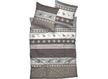 Bettwäsche CASATEX "Garmisch", beige, B/L: 155cm x 220cm, 1 Stk., 1 Stk., Biber, B/L: 80cm x 80cm, 2 Stk., Biber, Obermaterial: 100% Baumwolle, Bettwäsche, Bettwäsche, schöne Hirschmotive, Herzen und Schneekristallen