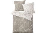Wendebettwäsche KLEINE WOLKE "Savannah in Gr. 135x200 oder 155x220 cm", grau (taupe), B/L: 155cm x 220cm, 1 Stk., 1 Stk., Mako-Satin, B/L: 80cm x 80cm, 2 Stk., Mako-Satin, Obermaterial: 100% Baumwolle, Bettwäsche, Wendebettwäsche, Bettwäsche aus Baumwolle, florale Bettwäsche mit Wendeoptik