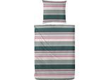 Bettwäsche PRIMERA "Late Summer Stripe", schwarz (anthrazit, pink), B/L: 155cm x 220cm, 1 Stk., 1 Stk., Perkal, B/L: 80cm x 80cm, 2 Stk., Perkal, Obermaterial: 100% Baumwolle, Bettwäsche, Bettwäsche, mit modernen Streifen in frischen Farben