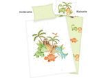 Babybettwäsche BABY BEST "Dinos", bunt, B/L: 100cm x 135cm, 1 Stk., 1 Stk., Renforcé, B/L: 60cm x 40cm, 2 Stk., Renforcé, Obermaterial: 100% Baumwolle, Bettwäsche, Babybettwäsche, mit liebevollem Motiv
