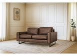 2-Sitzer HOME AFFAIRE "Pinto, 166 cm, Cord, Chenille, Lederoptik", braun, B:166cm H:85cm T:97cm, Luxus-Microfaser (100% Polyester);Cord (92% Polyester, 8% Polyamide), Sofas, 2-Sitzer, mit Keder, schwarze Metallfüße, Wellenunterfederung