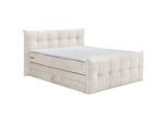 Esposa Boxspringbett, Creme, Kunststoff, H2, Höhe ca. 18 cm, 180x200 cm, Bettkasten, gepolstertes Kopfteil, Federkernmatratze, Topper durchgehend, Matratze geteilt, Schlafzimmer, Betten, Doppelbetten