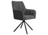 Carryhome Armlehnstuhl, Grau, Metall, Textil, konisch, Rundrohr, 58x91x65 cm, Sitzfläche 360° drehbar, Esszimmer, Stühle, Esszimmerstühle, Armlehnenstühle