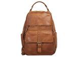 Laptoprucksack X-ZONE, Gr. B/H/T: 37cm x 28cm x 13cm, onesize, braun (cognac), Leder, Rindsleder, Retro, Rucksäcke Laptoprucksack, echt Leder, Made in Italy