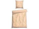 Bettwäsche SCHIESSER "Annic aus weicher Baumwolle in floralem Dessin", beige (sand), B/L: 135cm x 200cm, 1 Stk., 1 Stk., Renforcé, B/L: 80cm x 80cm, 2 Stk., Renforcé, Obermaterial: 100% Baumwolle, Bettwäsche, Bettwäsche, MADE IN GREEN by OEKO-TEX
