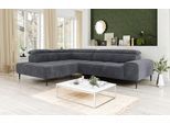 Ecksofa COTTA "Theo L-Form, B: 298 cm", grau (coal), B:298cm T:222cm, 92% POLYESTER (PES) / 8% POLYAMID (PA), Sofas, Ecksofa, mit Kopfteilverstellung, optional Sitztiefenverstellung