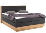 Boxspringbett HOME AFFAIRE "Cavan", grau (charcoal), B:164cm L:222cm, Microfaser (100% Polyester), Komplettbetten, Boxspringbett, Eiche, inkl. Bettkasten & Topper, verschiedene Härtegrade (auch H4)