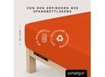 Spannbettlaken SCHLAFGUT "Soft Contact", rot (rot mid), L:200cm, Feinbiber, Obermaterial: 100% Baumwolle, Bettlaken, Spannbettlaken, 100% Bio Baumwolle